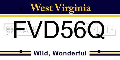 FVD56Q West Virginia License Plate