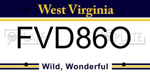 FVD86O West Virginia License Plate