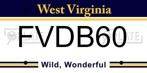 FVDB60 West Virginia License Plate