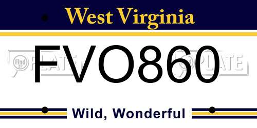 FVO860 West Virginia License Plate