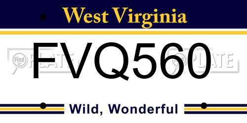 FVQ560 West Virginia License Plate