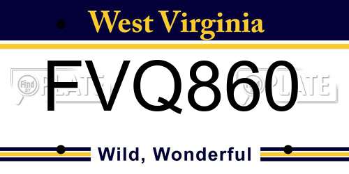 FVQ860 West Virginia License Plate