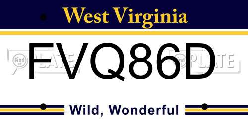 FVQ86D West Virginia License Plate