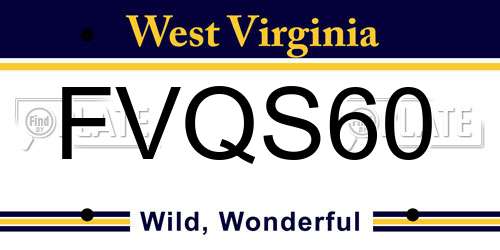 FVQS60 West Virginia License Plate