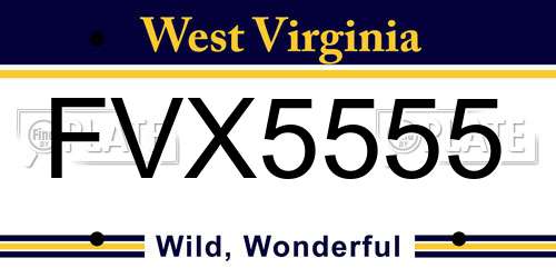 FVX5555 West Virginia License Plate