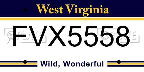 FVX5558 West Virginia License Plate