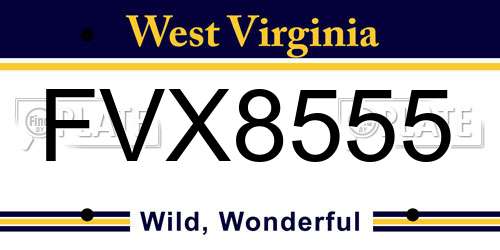 FVX8555 West Virginia License Plate