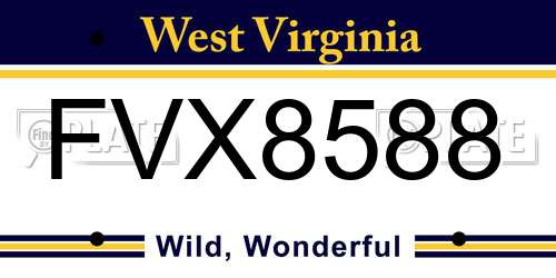 FVX8588 West Virginia License Plate