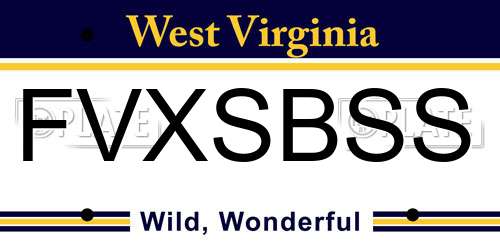 FVXSBSS West Virginia License Plate