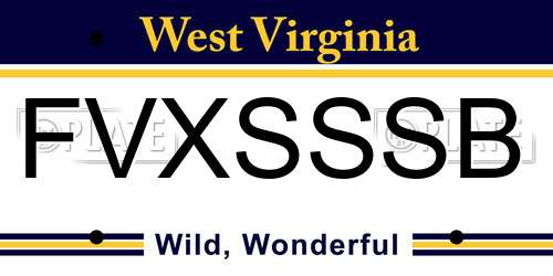 FVXSSSB West Virginia License Plate