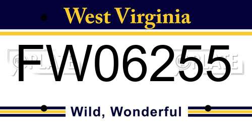 FW06255 West Virginia License Plate