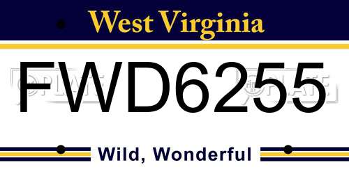 FWD6255 West Virginia License Plate