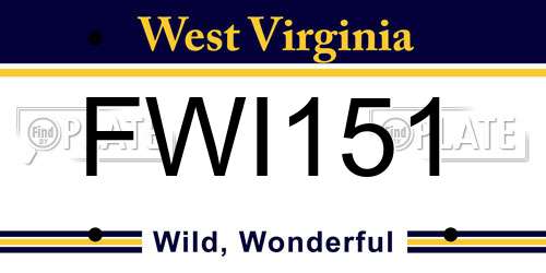 FWI151 West Virginia License Plate
