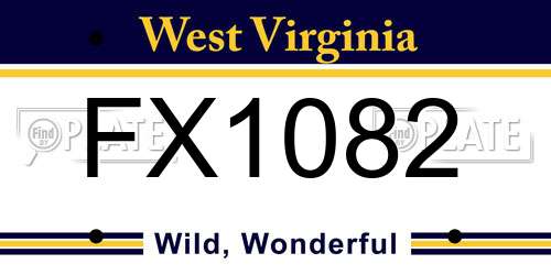 FX1082 West Virginia License Plate