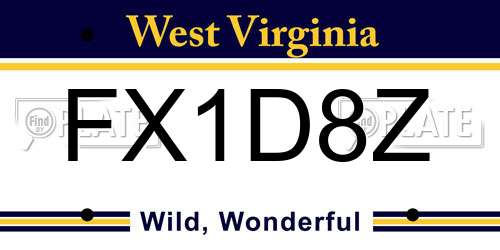 FX1D8Z West Virginia License Plate