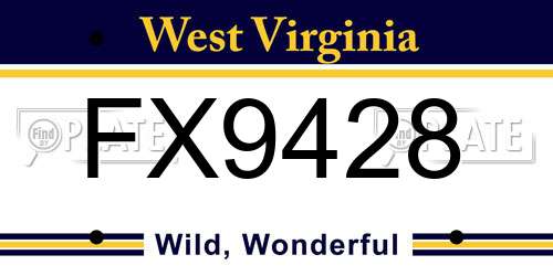 FX9428 West Virginia License Plate