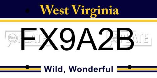 FX9A2B West Virginia License Plate