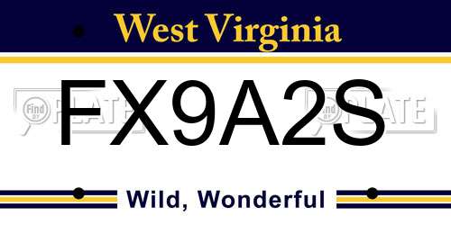 FX9A2S West Virginia License Plate