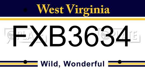 FXB3634 West Virginia License Plate