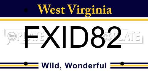 FXID82 West Virginia License Plate