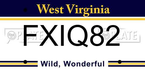 FXIQ82 West Virginia License Plate