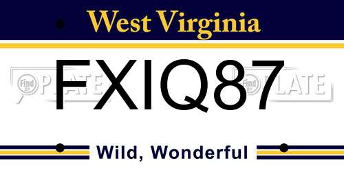 FXIQ87 West Virginia License Plate