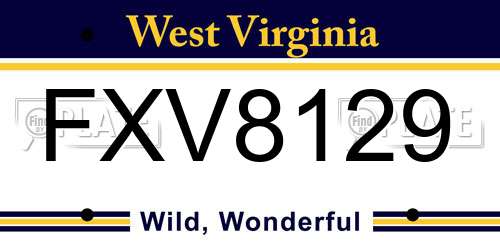 FXV8129 West Virginia License Plate