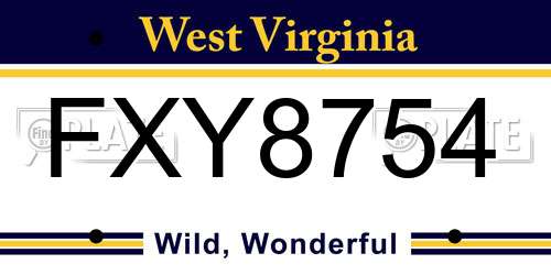 FXY8754 West Virginia License Plate