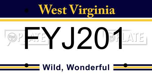 FYJ201 West Virginia License Plate