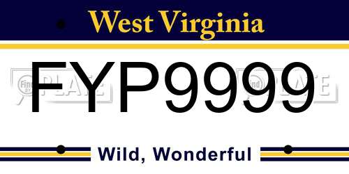 FYP9999 West Virginia License Plate