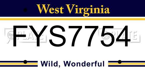 FYS7754 West Virginia License Plate