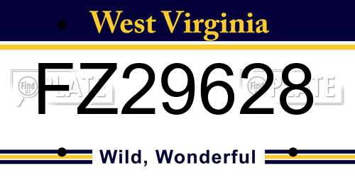 FZ29628 West Virginia License Plate
