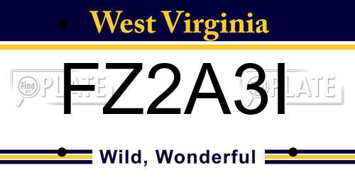 FZ2A3I West Virginia License Plate