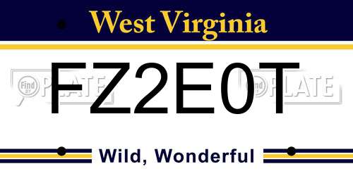 FZ2E0T West Virginia License Plate