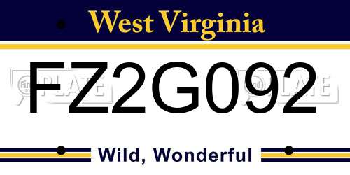 FZ2G092 West Virginia License Plate