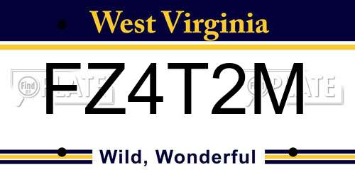 FZ4T2M West Virginia License Plate