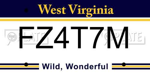 FZ4T7M West Virginia License Plate