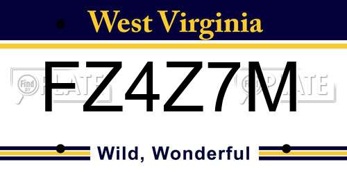 FZ4Z7M West Virginia License Plate