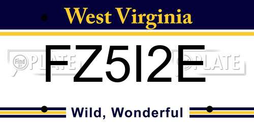 FZ5I2E West Virginia License Plate