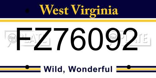 FZ76092 West Virginia License Plate