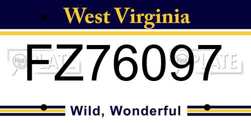 FZ76097 West Virginia License Plate