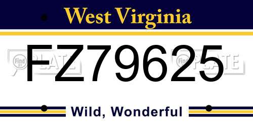 FZ79625 West Virginia License Plate