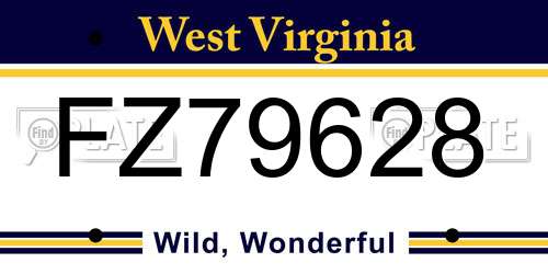 FZ79628 West Virginia License Plate