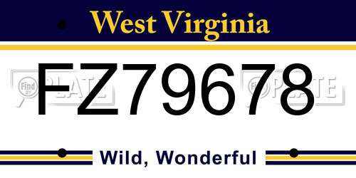 FZ79678 West Virginia License Plate
