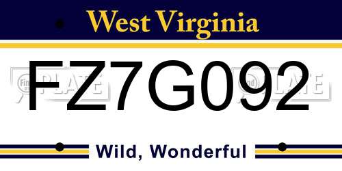 FZ7G092 West Virginia License Plate