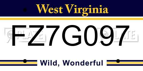 FZ7G097 West Virginia License Plate