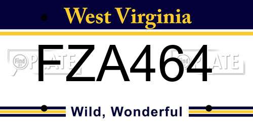 FZA464 West Virginia License Plate