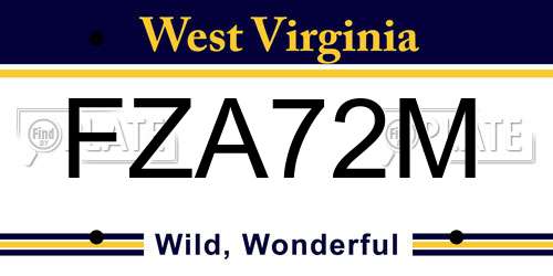 FZA72M West Virginia License Plate