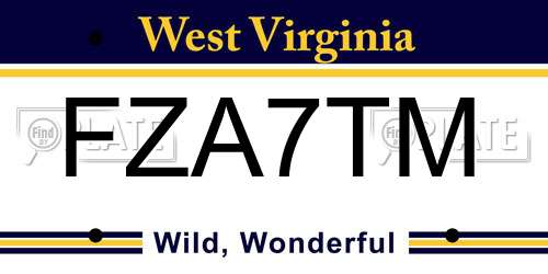 FZA7TM West Virginia License Plate