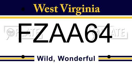 FZAA64 West Virginia License Plate